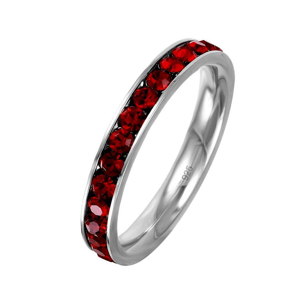 Rhodium Plated 925 Sterling Silver Simulated January Eternity Band Sizes 5-9