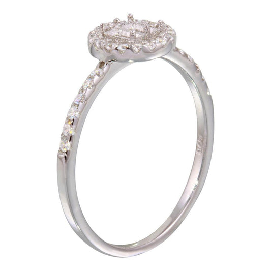 Rhodium Plated 925 Sterling Silver Center Circle Mounting Only Ring CZ Sizes 5-9