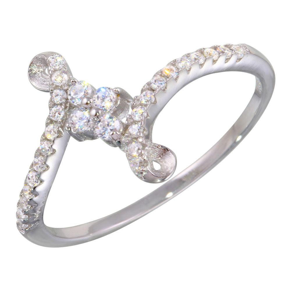Polished Rhodium Plated 925 Sterling Silver Elegant Clear CZ Ring Band Sizes 5-9
