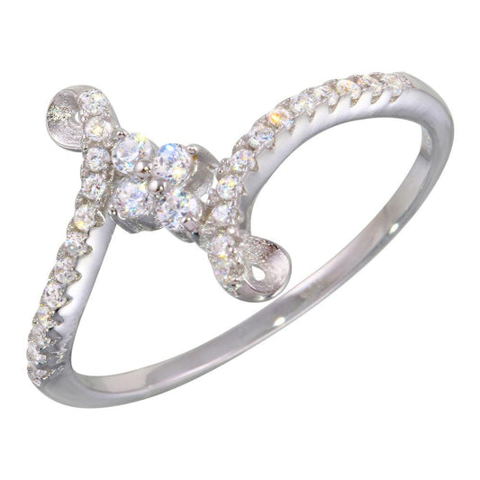 Polished Rhodium Plated 925 Sterling Silver Elegant Clear CZ Ring Band Sizes 5-9