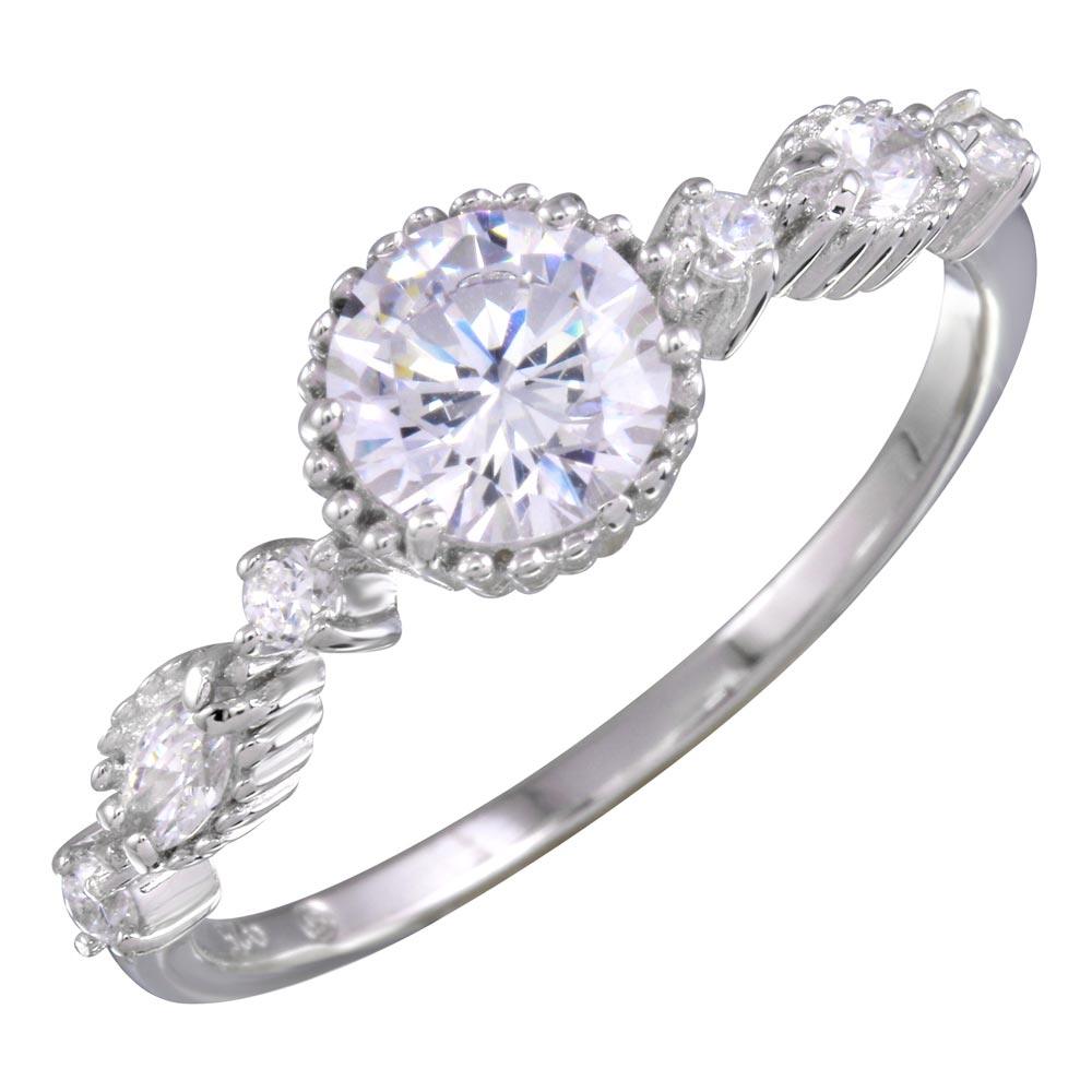 Polished Rhodium Plated 925 Sterling Silver Multiple CZ Ring Band Sizes 5-9