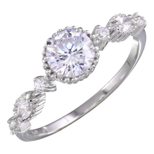 Polished Rhodium Plated 925 Sterling Silver Multiple CZ Ring Band Sizes 5-9