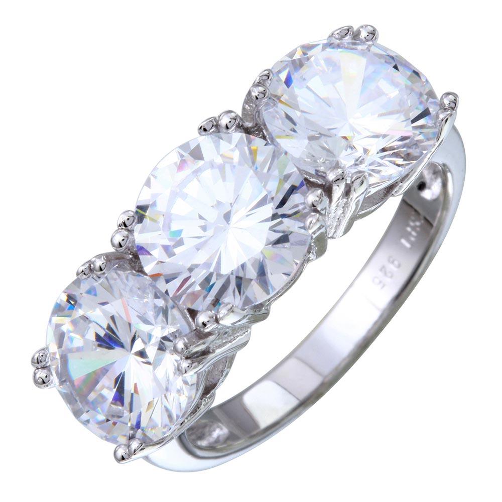High Polished Rhodium Plated 925 Sterling Silver Clear CZ Ring Band Sizes 5-9