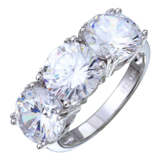 High Polished Rhodium Plated 925 Sterling Silver Clear CZ Ring Band Sizes 5-9