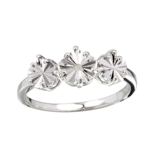 High Polished Rhodium Plated 925 Sterling Silver Diamond-Cut Ring Band Sizes 5-9