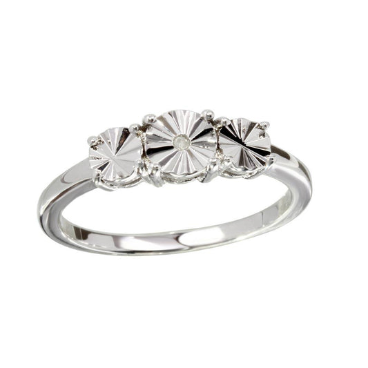 High Polished Rhodium Plated 925 Sterling Silver Diamond-Cut Ring Band Sizes 5-9