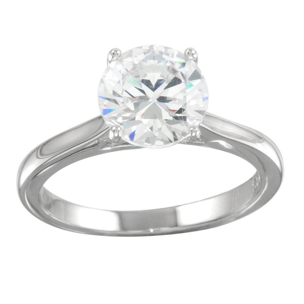 Rhodium Plated 925 Sterling Silver Clear CZ Solitaire Ring Band Sizes 5-9