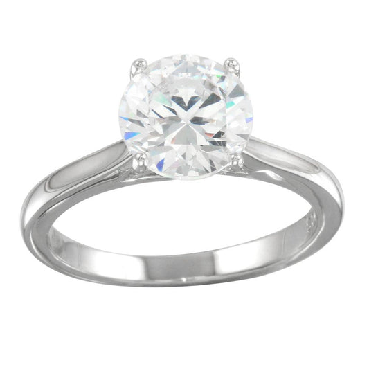 Rhodium Plated 925 Sterling Silver Clear CZ Solitaire Ring Band Sizes 5-9