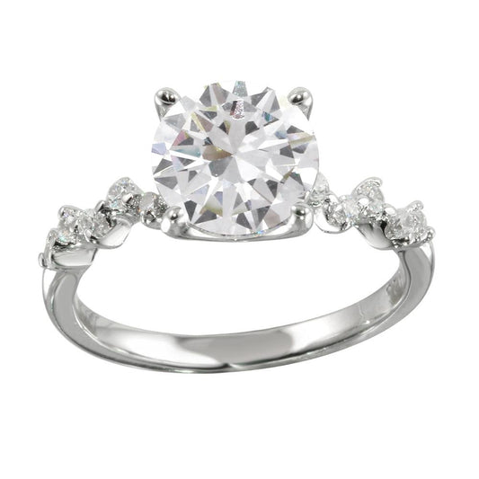 High Polished Rhodium Plated 925 Sterling Silver Clear CZ Ring Band Sizes 5-9