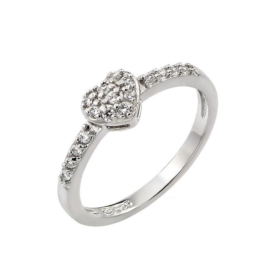 Rhodium Plated 925 Sterling Silver CZ April Simulated Heart Ring Band Sizes 5-9