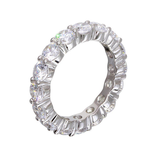 Rhodium Plated 925 Sterling Silver Clear CZ Eternity Ring Band Sizes 5-9