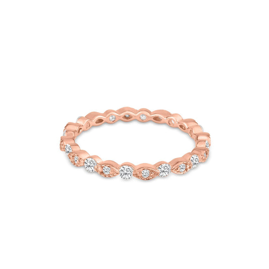 Rose Gold Plated 925 Sterling Silver CZ Eye Pattern Eternity Ring Band Sizes 5-9
