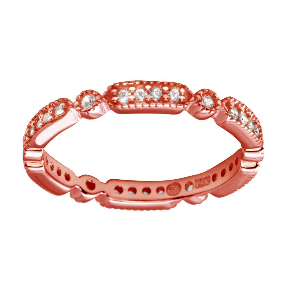 Rose Gold Plated 925 Sterling Silver Clear CZ Eternity Ring Band Sizes 5-9