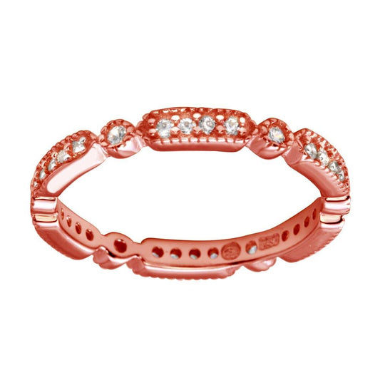 Rose Gold Plated 925 Sterling Silver Clear CZ Eternity Ring Band Sizes 5-9