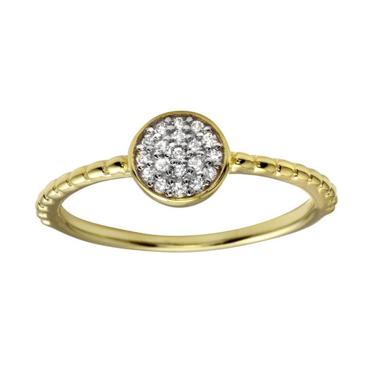 Polished Gold Plated 925 Sterling Silver Circle Ring Clear CZ Band Sizes 5-9