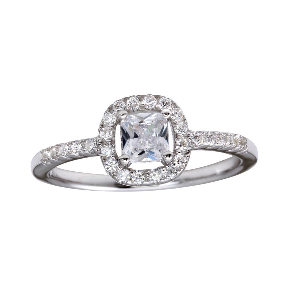 High Polished Rhodium Plated 925 Sterling Silver Clear CZ Ring Band Sizes 5-9