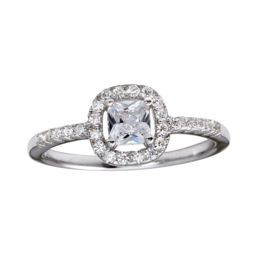 High Polished Rhodium Plated 925 Sterling Silver Clear CZ Ring Band Sizes 5-9