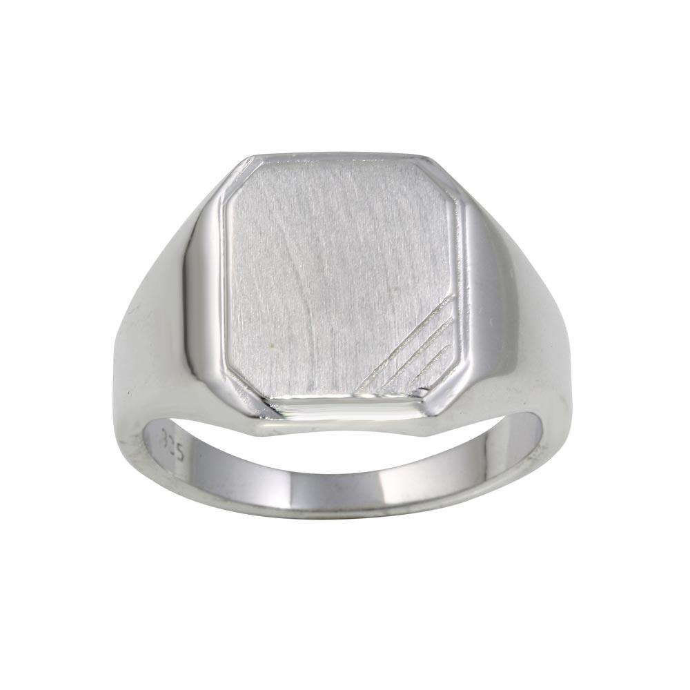 Rhodium Plated 925 Sterling Silver Engravable Octagon Ring Band Sizes 9-12