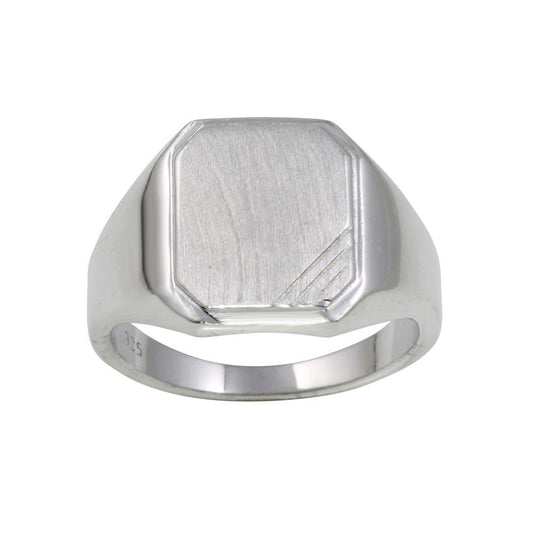 Rhodium Plated 925 Sterling Silver Engravable Octagon Ring Band Sizes 9-12