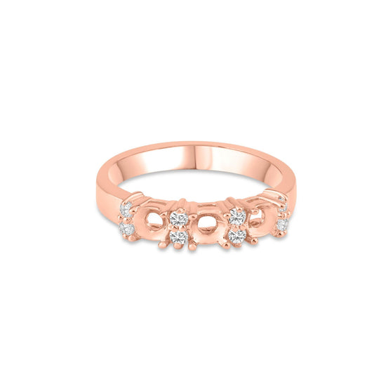 Polished Rose Gold Plated 925 Sterling Silver Mounting Ring CZ Band Sizes 5-9