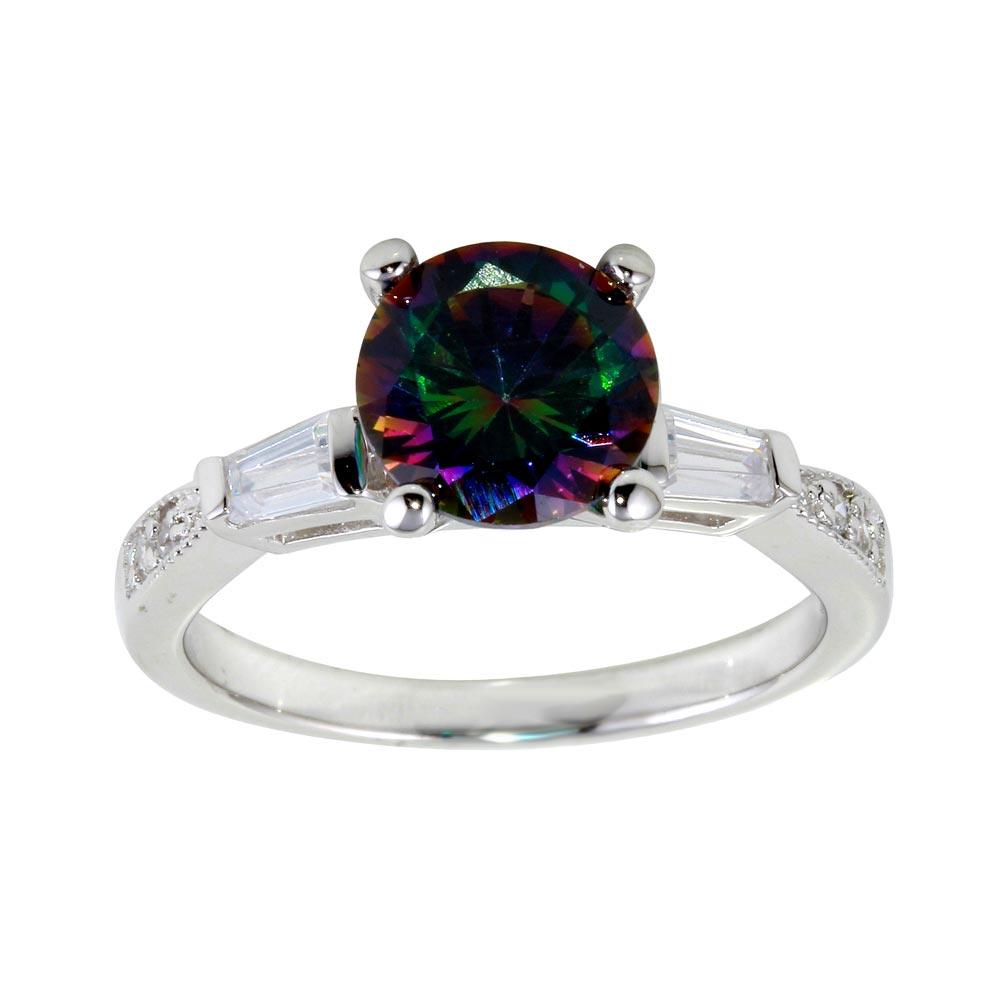 Rhodium Plated 925 Sterling Silver Oval Solitaire Shank CZ Ring Band Sizes 5-9