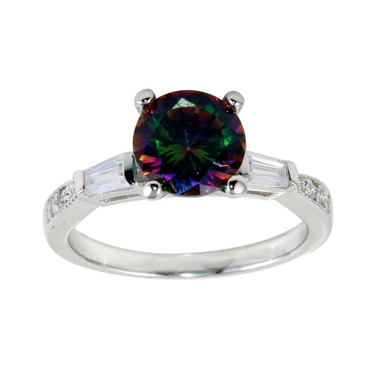 Rhodium Plated 925 Sterling Silver Oval Solitaire Shank CZ Ring Band Sizes 5-9