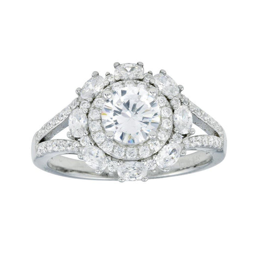 High Polished Rhodium Plated 925 Sterling Silver Clear CZ Ring Band Sizes 5-9