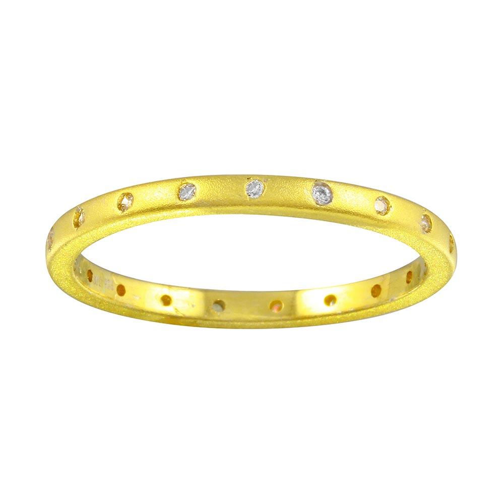 Matte Finish Gold Plated 925 Sterling Silver CZ Eternity Ring Band Sizes 5-9