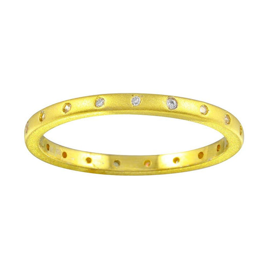 Matte Finish Gold Plated 925 Sterling Silver CZ Eternity Ring Band Sizes 5-9