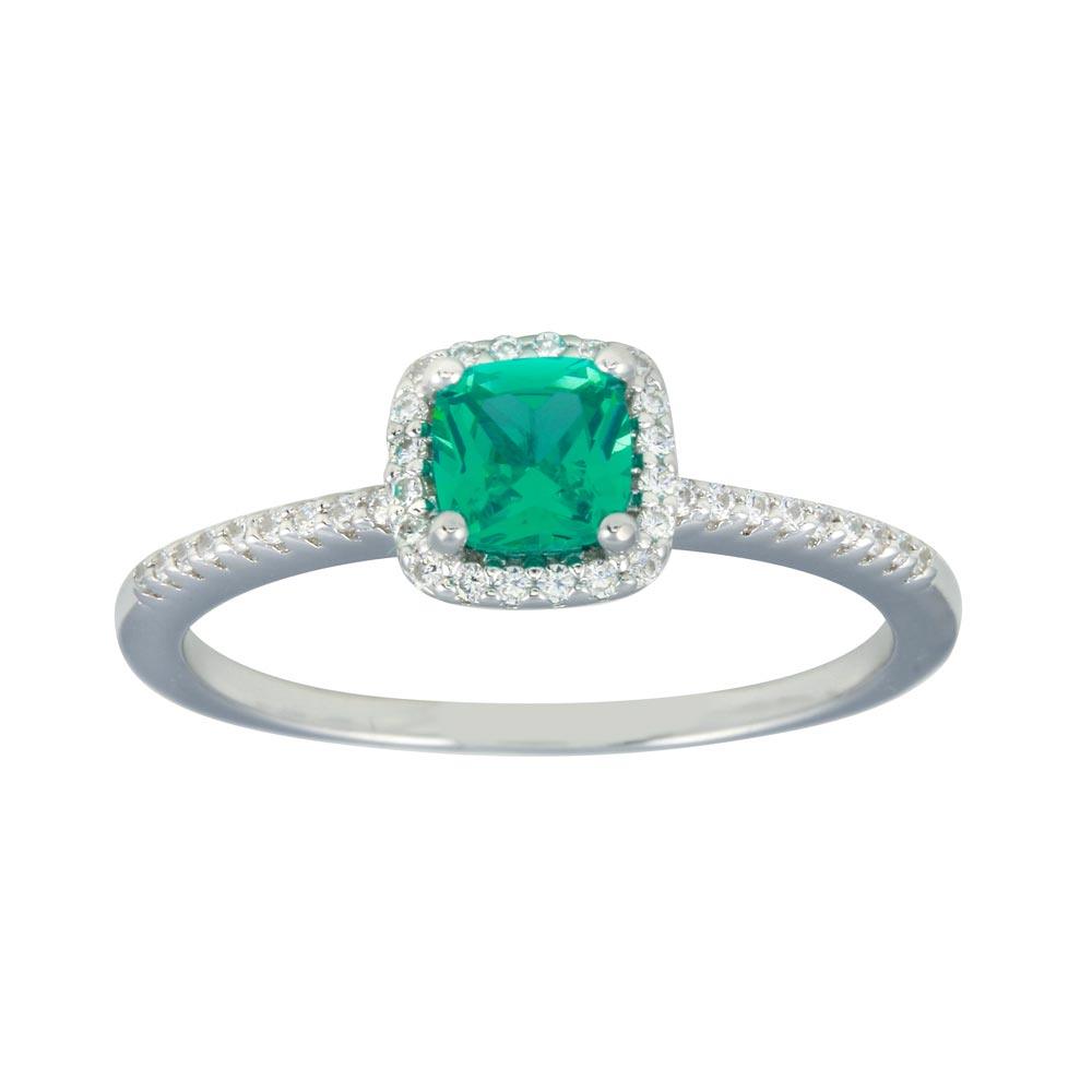 Rhodium Plated 925 Sterling Silver Halo Simulated Turquoise CZ Ring Sizes 5-9