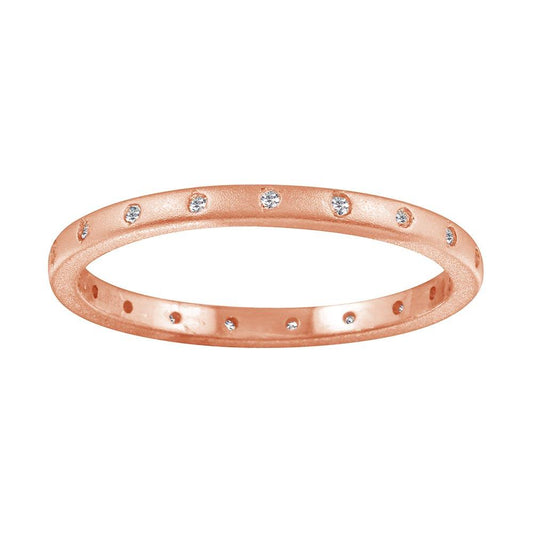 Matte Finish Rose Gold Plated 925 Sterling Silver CZ Eternity Ring Sizes 5-9