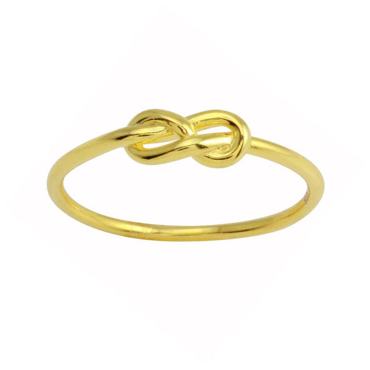 Gold Plated 925 Sterling Silver Love Knot Friendship Promise Ring Sizes 5-9