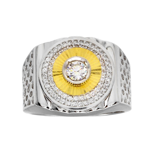 Gold Plated Sterling Silver 925 Men's 925 Sterling Silver CZ Ring Sizes 9-12