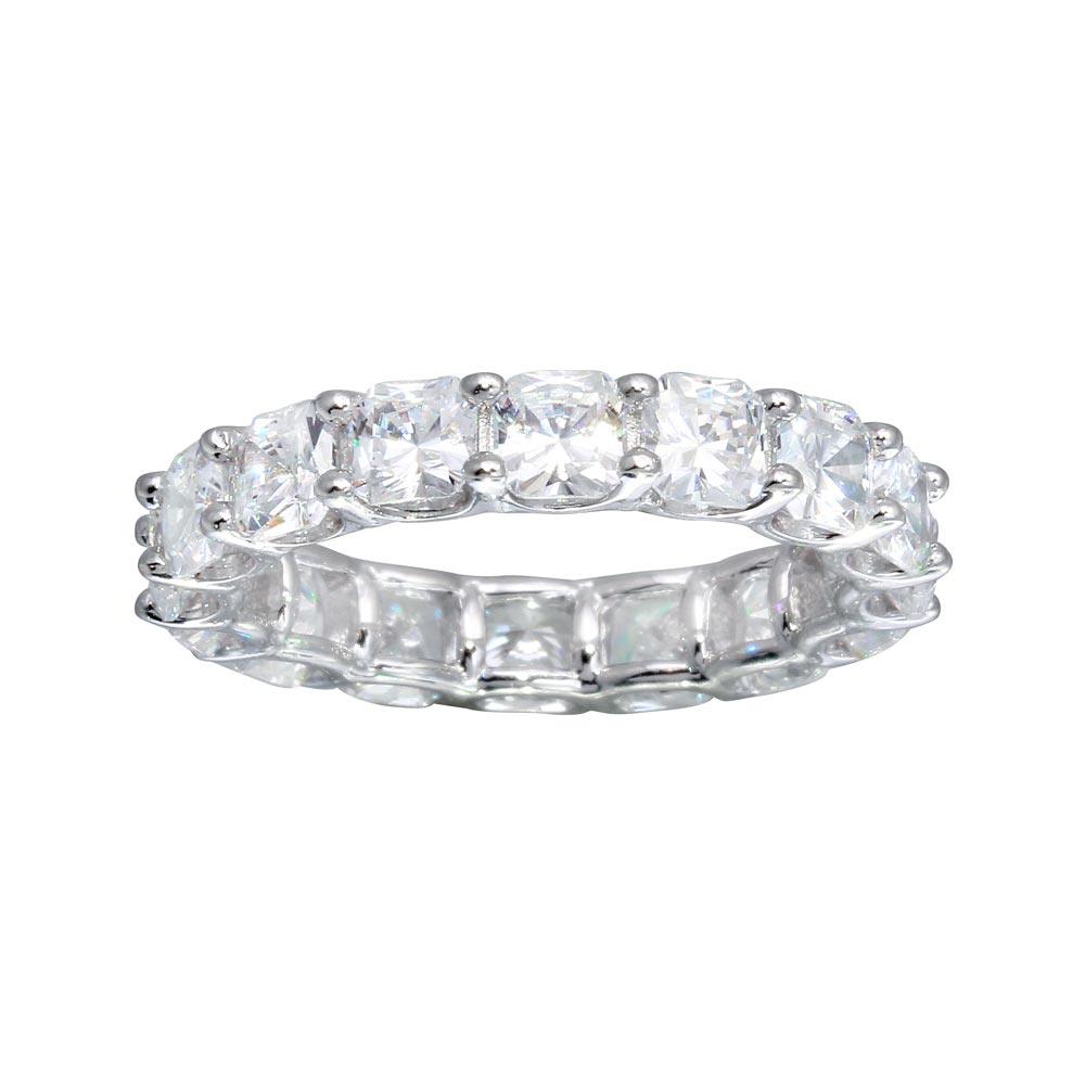 Rhodium Plated 925 Sterling Silver Clear CZ Eternity Band Ring Sizes 5-9