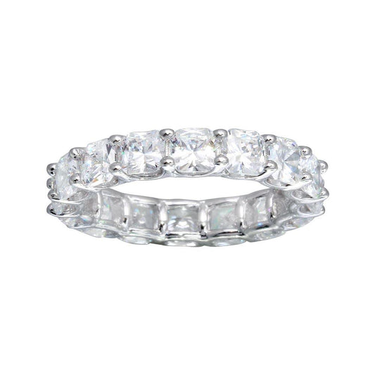 Rhodium Plated 925 Sterling Silver Clear CZ Eternity Band Ring Sizes 5-9
