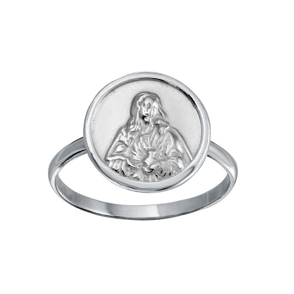 High Polished 925 Sterling Silver Mother Mary Christian Faith Ring Sizes 5-9