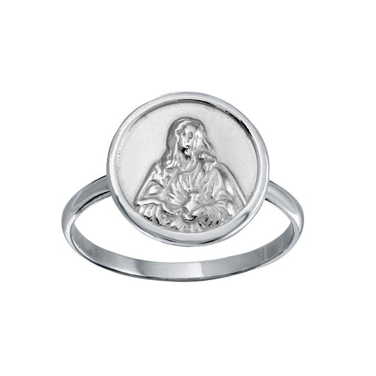 High Polished 925 Sterling Silver Mother Mary Christian Faith Ring Sizes 5-9