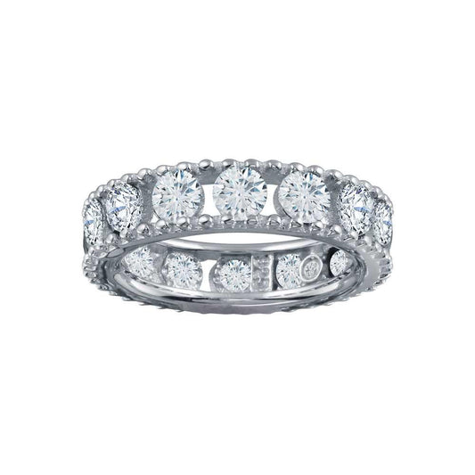 Rhodium Plated 925 Sterling Silver Round CZ Eternity Ring Band Sizes 5-9