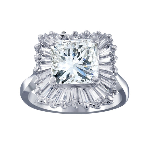 Rhodium Plated 925 Sterling Silver Clear Baguette CZ Bridal Ring Band Sizes 5-9