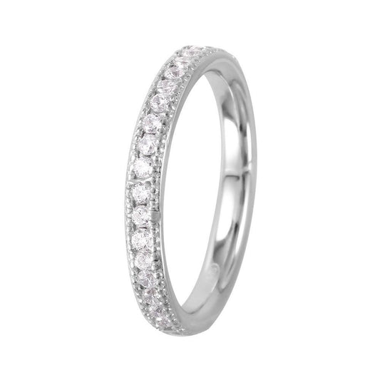 Rhodium Plated 925 Sterling Silver Channel Set CZ Band Polished Ring Sizes 5-9