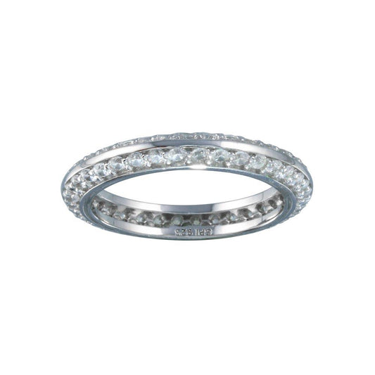 Rhodium Plated 925 Sterling Silver Eternity CZ Ring High Polished Band Sizes 5-9