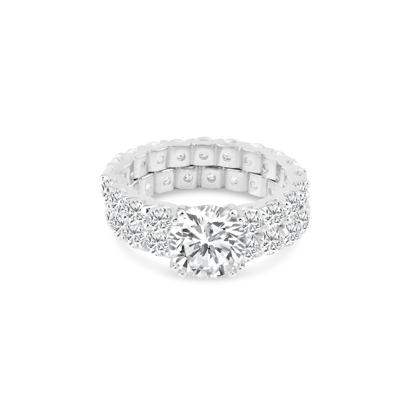 Rhodium Plated 925 Sterling Silver Clear Square CZ Bridal Ring Set Sizes 5-9