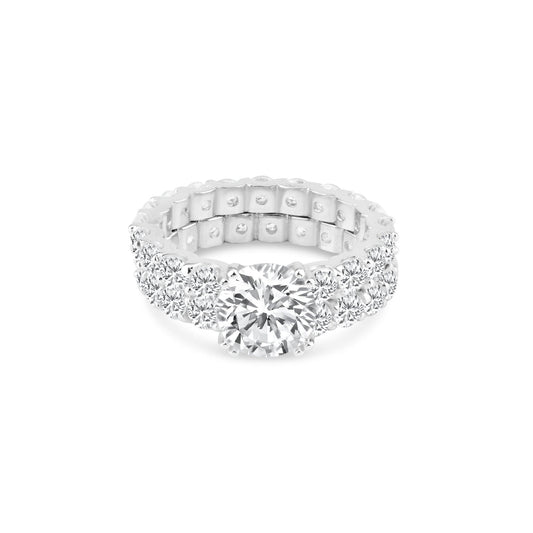 Rhodium Plated 925 Sterling Silver Clear Square CZ Bridal Ring Set Sizes 5-9