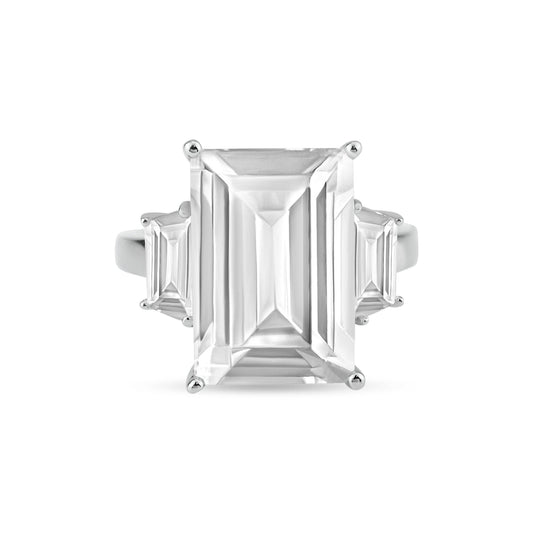 Rhodium Plated 925 Sterling Silver Clear Baguette CZ Bridal Band Ring Sizes 5-9