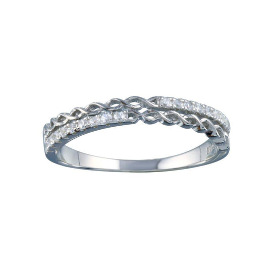 Rhodium Plated 925 Sterling Silver Micro Eternity CZ Ring Band Sizes 5-9