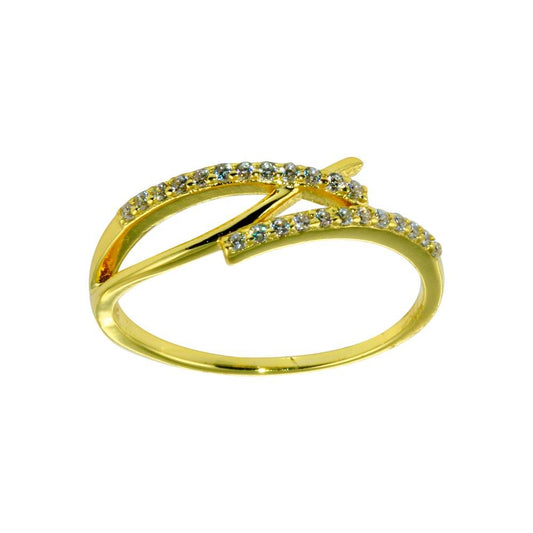 Gold Plated Sterling Silver 925 Clear CZ Christian Fish Ichthys Ring Sizes 5-9
