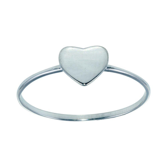 Rhodium Plated Sterling Silver 925 Heart Ring High Polished Band Sizes 5-9