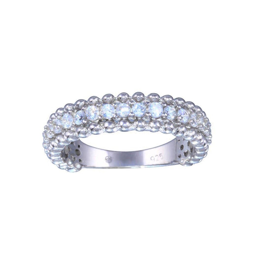 Rhodium Plated 925 Sterling Silver Clear CZ Band Polished Ring Sizes 5-9