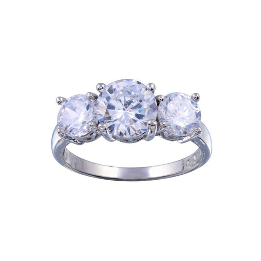 Rhodium Plated 925 Sterling Silver 3 Clear CZ Bridal Band Ring Sizes 5-9