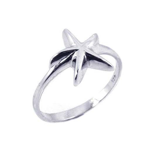 Rhodium Plated Sterling Silver 925 High Polished Starfish Ring Sizes 5-10
